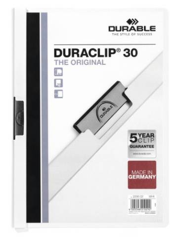 Foto de Dosier con Pinza lateral en formato Din A4 y capacidad de 30 hojas. Duraclip en color Blanco (180252)