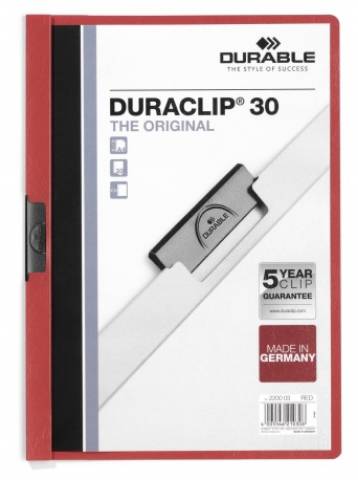 Foto de Dosier con Pinza lateral en formato Din A4 y capacidad de 30 hojas. Duraclip en color Rojo (180253)