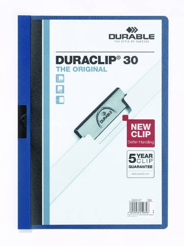 Foto de Dosier con Pinza lateral en formato Din A4 y capacidad de 30 hojas. Duraclip en color Azul oscuro (127363)