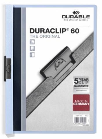 Foto de Dosier con Pinza lateral en formato Din A4 y capacidad de 60 hojas. Duraclip en color Azul claro (180256)