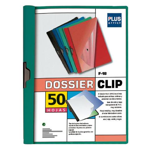 Foto de Dosier con Pinza lateral en formato Din A4 y capacidad de 50 hojas. Plus office en color Verde (180269)