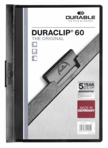 Foto de Dosier con Pinza lateral en formato Din A4 y capacidad de 60 hojas. Duraclip en color Negro (180257)