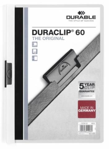 Foto de Dosier con Pinza lateral en formato Din A4 y capacidad de 60 hojas. Duraclip en color Blanco (180258)