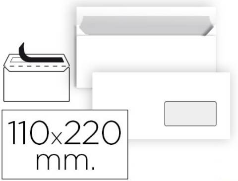 Foto de Sobre Adhesivo 110x220, DL Ventana Derecha, Caja de 500 Unidades. Blanco (001326)