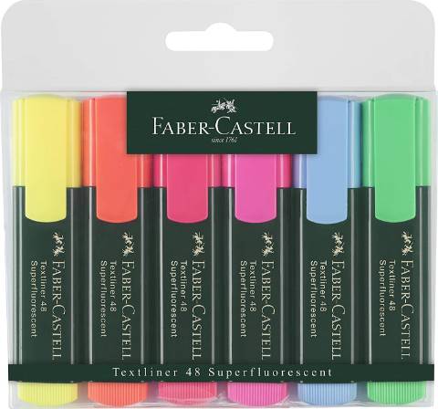 Foto de Rotulador Marcadores Fluorescentes Faber Castell Textliner. Blíster 6 unidades surtidos (154806)