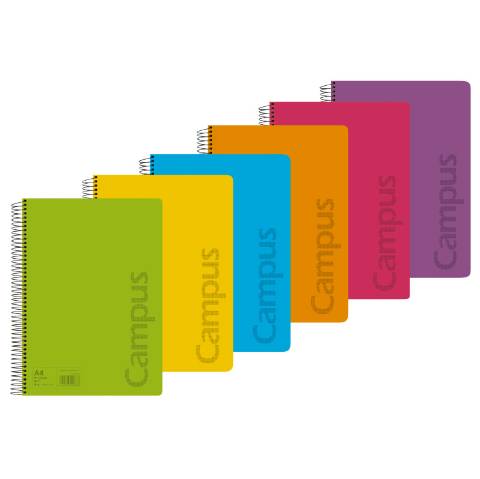 Foto de Bloc Cuaderno Espiral tapa polipropileno. Tamaño Din A4 Campus 120h.90gr.Cuadros 4mm. (002767)