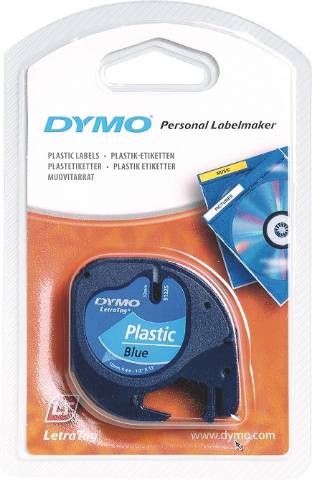 Foto de Cinta Dymo Letratag en plástico de 12mm x 4 metros. 91205 Negro/Azul (220292)
