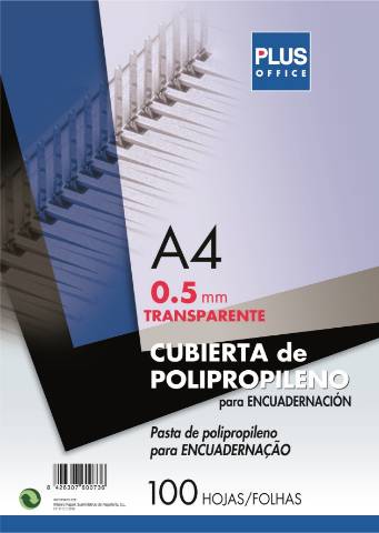 Foto de Cubierta de Encuadernar en Polipropileno, 450 micras A4. Paquete de 100 unidades en color Cristal Natural (220122)