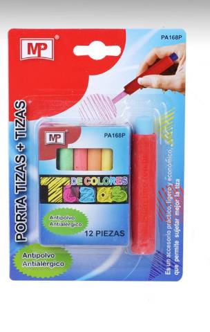 Foto de Tizas de colores con portatizas. Caja de 12 unidades (122843)