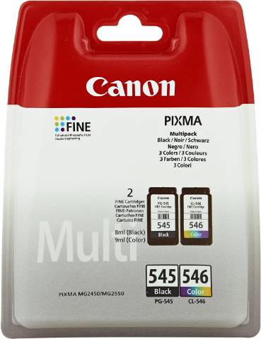 Foto de Inkjet original de Canon Pack PG545+CL546. Cartucho de tinta Negro y Color (124419)