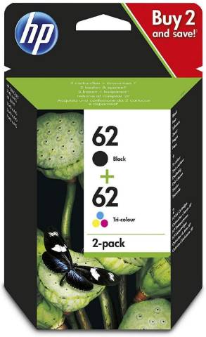 Foto de Inkjet original de HP N9J71AE Nº 62. Cartuchos de tinta Pack de 2, Negro y color (124439)