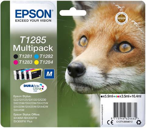 Foto de Inkjet original de Epson T1285 Colores. Cartucho de tinta Pack 4 Colores (126816)