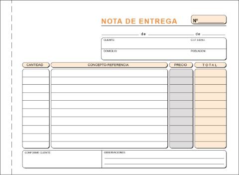Foto de Talonario encolado de Notas de entrega T-26 en formato Cuarta apaisado. Sin matriz (001400)