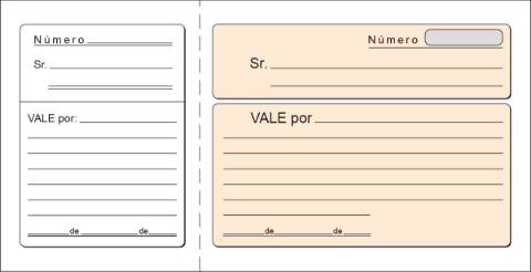 Foto de Talonario encolado de Vales por T-14 en formato 1/3 Folio. Sencillo (001418)