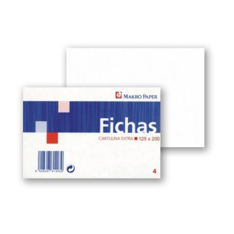 Foto de Fichas Lisas de 75 x 125mm. Nº2 Paquete de 100 unidades (126762)
