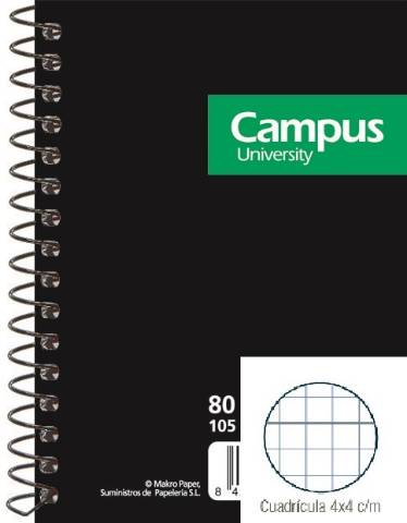 Foto de Bloc Cuaderno de espiral 12º con tapa de Cartón 60gr Cuadricula de 4x4 mm 80 Hojas Natural (001141)