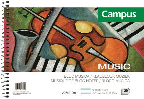 Foto de Cuaderno, Bloc de Música Formato Din A4, Pauta Normal. Campus Apaisado (001902)