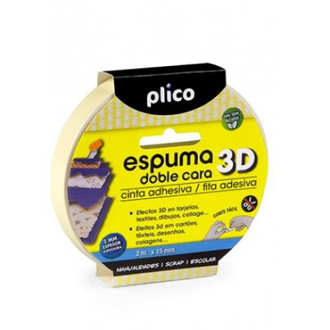 Foto de Cinta adhesiva Doble Cara Espumada efecto 3D 15mm x  2mt Plico (120833)