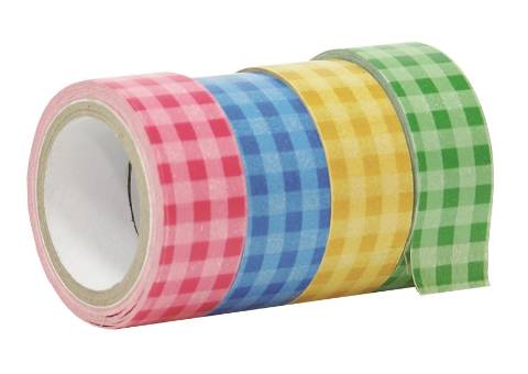 Foto de Cinta adhesiva Decorada de papel Campus con Cuadros Blister de 4 rollos surtidos (040565)