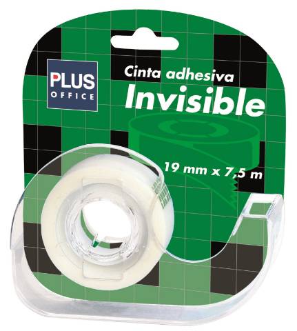 Foto de Cinta adhesiva Invisible 19mm x  7mt Plus office con Miniportarrollos (040392)