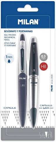 Foto de Blíster de 1 bolígrafo y 1 portaminas 0,5 Milan Capsule (126214)