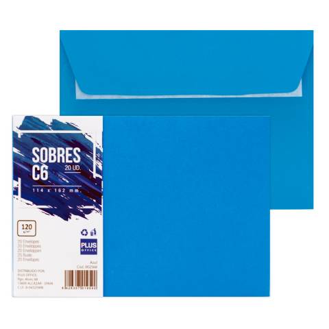 Foto de Sobres de color Plus office 114x162 C6. Paquete de 20 unidades en color azul oscuro (002568)