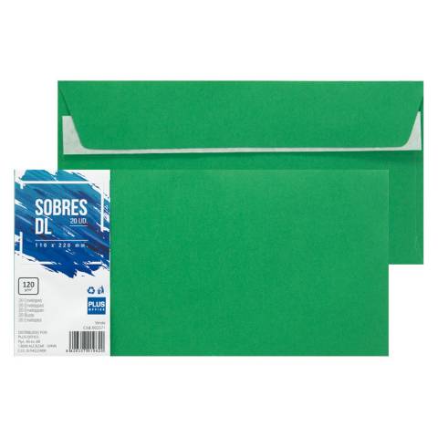 Foto de Sobres de color Plus office 110x220 DL. Paquete de 20 unidades en color verde oscuro (002571)