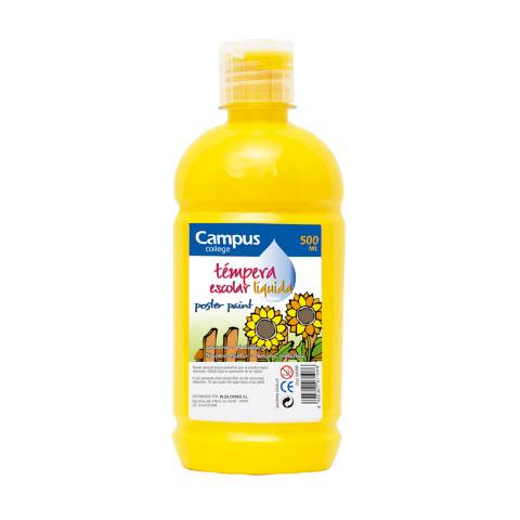 Foto de Témpera líquida escolar Campus 500 ml. Amarilla (630385)