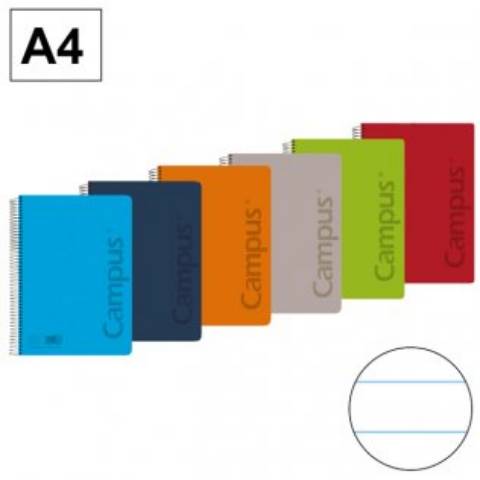 Foto de Bloc Cuaderno de espiral tapa de Polipropileno  90 gr, Formato Din A4 con 80 hojas Natural. Campus, Horizontal (002428)