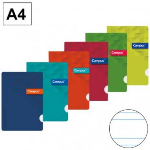 Foto de Cuaderno Libreta Grapada Din A4 Tapa Polipropileno 48 Hojas de 90gr. Campus Doble Raya de 3,5 mm (002761)