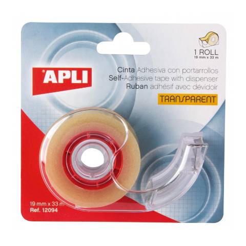 Foto de Cinta adhesiva Transparente 19mm x 33mt Apli con Portarrollos (126143)