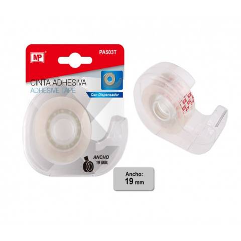 Foto de Cinta adhesiva Transparente 19mm x 27mt MP con Portarrollos (125621)