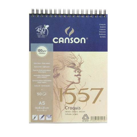 Foto de Cuaderno, Bloc de Dibujo Croquis 1557, 120gr.Formato Din A5 con Espiral. Canson (126524)