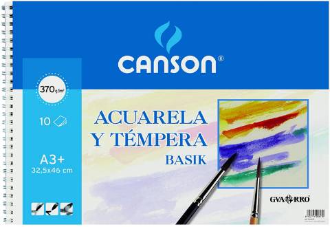 Foto de Cuaderno, Bloc de Dibujo para Acuarela, Formato Din A3 +, Basic 370 gr. Canson (600067)