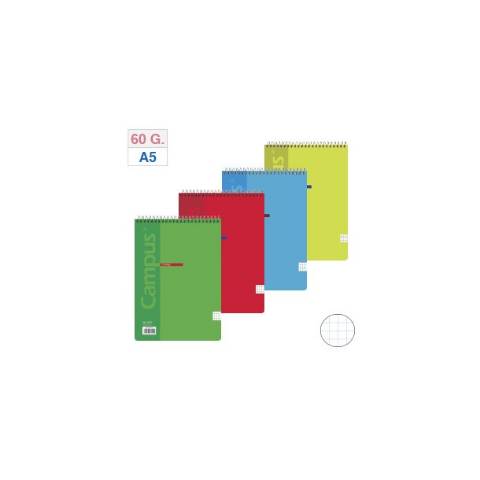 Foto de Bloc Cuaderno de espiral  tapa de Cartón y 60 gr, Formato Din A5 con 80 hojas Apaisado. Cuadricula de 4 x 4 mm (002329)