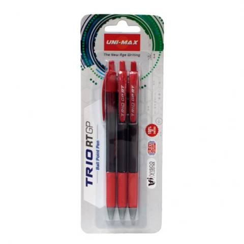 Foto de Bolígrafo Unimax Trio RT GP. Blister 3 unidades Rojos (080985)