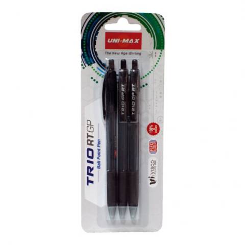 Foto de Bolígrafo Unimax Trio RT GP. Blister 3 unidades Negros (080984)