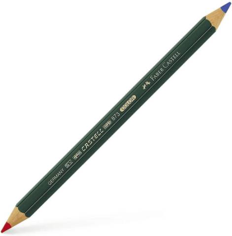 Foto de Lápiz Hexagonal bicolor Azul/Rojo de Faber-Castell. Blister de 2 unidades de punta gruesa (124828)