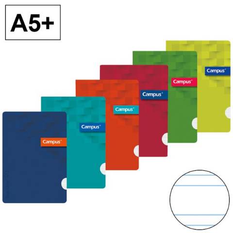 Foto de Cuaderno Libreta Grapada Tapa P.P.en Formato Din A5+ de 90 Gr y 48 Hojas. Doble Raya Pauta 3,5 Ancha (002756)