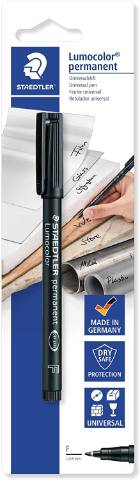 Foto de Rotulador Marcador permanente de Staedtler OHP Lumocolor 318 con punta de 0.6mm. Blíster de 1 unidad en negro (127268)