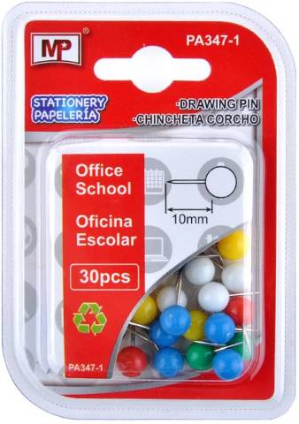 Foto de Señalizador de10mm con cabeza redonda. Caja de 30 unidades en colores surtidos. (125833)