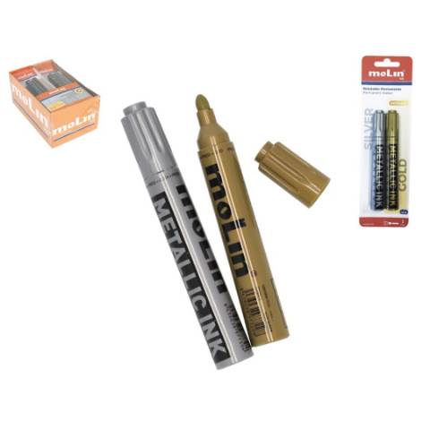 Foto de Rotulador metalizado Molin de 3mm. Blíster de 2 unidades en color oro y plata (125299)