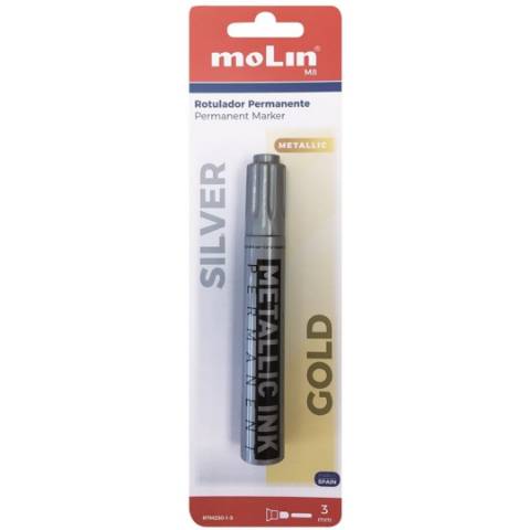 Foto de Rotulador metalizado Molin de 3mm. Blíster de 1 en color plata (125298)