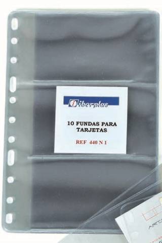 Foto de Paquete de 10 Hojas Anchas para recambio de tarjetero. 4 Anillas. (410745)