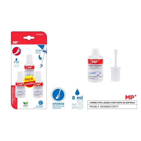 Foto de Corrector Líquido en Bote MP Fluid. Blister 3 unidades Pack Ahorro (128657)