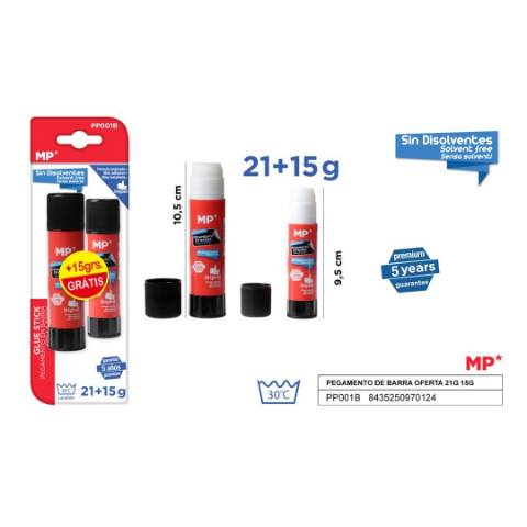 Foto de Barra de pegamento MP Blister 2 unidades 1 de 21gr + 1 de 15gr gratis (128659)