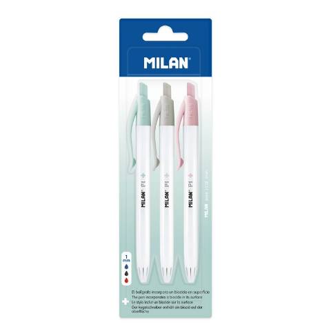Foto de Boligrafo Milan  Antibacterias Azul/Negro/Rojo Blister 3 (128724)