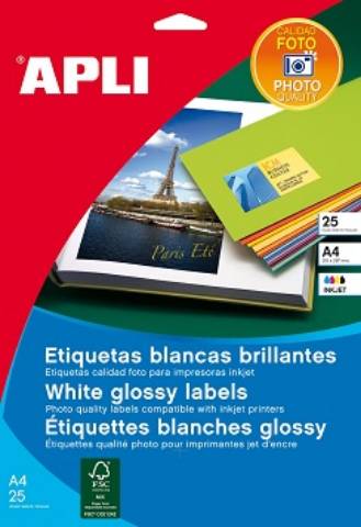 Foto de Etiquetas Autoadhesivas Formato Din A4 199,1 x 289,1mm. Apli 10 hojas Glossy (128243)