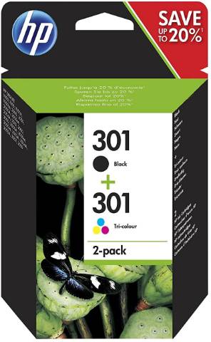 Foto de Inkjet original de HP N9J72AE Nº 301. Cartuchos de tinta Pack de 2, Negro y Color (124186)