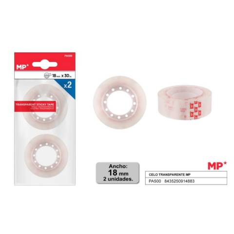 Foto de Cinta adhesiva Transparente 18mm x 33mt M.P. Bolsa de 2 unidades (128815)